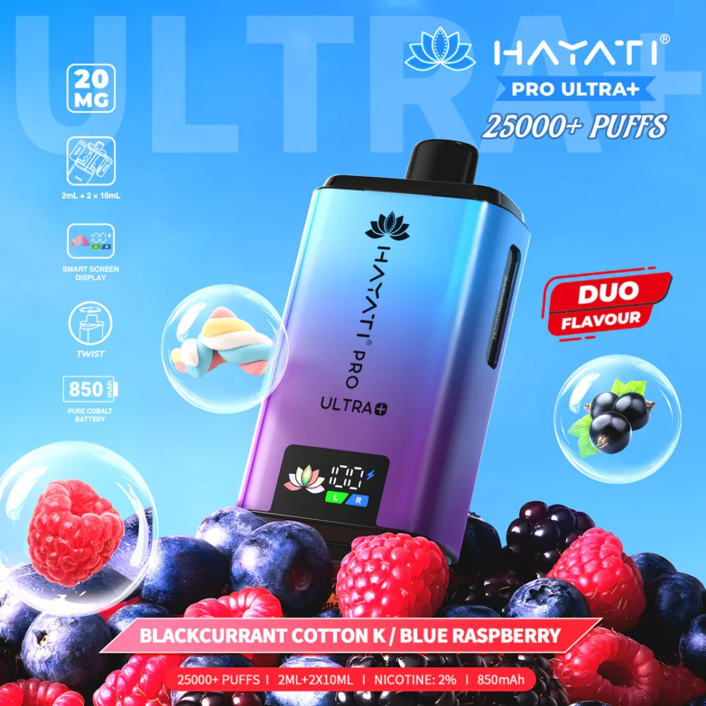 Hayati® Pro Ultra+ | 25000+ Puffs Blackcurrant Cotton K / Blue Raspberry