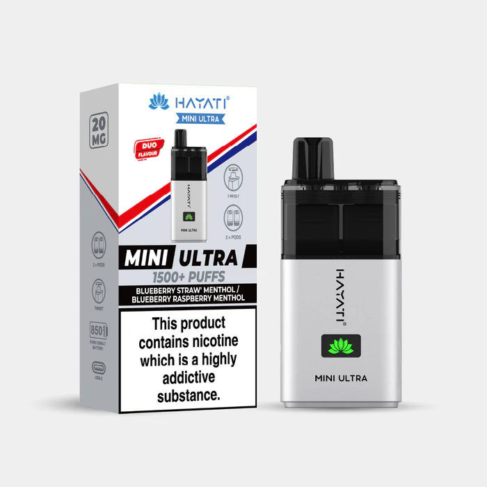 Hayati® Mini Ultra | 1500+ Puffs Blueberry Straw' Menthol | Blueberry Raspberry Menthol