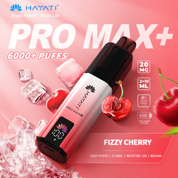 Hayati® Pro Max+ | 6000+ Puffs Fizzy Cherry