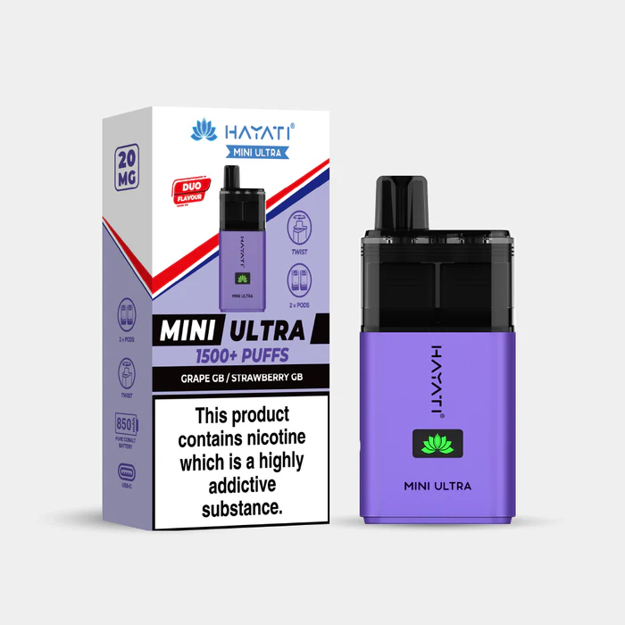 Hayati® Mini Ultra | 1500+ Puffs Grape GB | Strawberry GB
