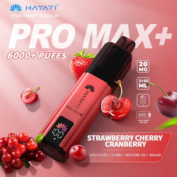 Hayati® Pro Max+ | 6000+ Puffs Strawberry Cherry Cranberry