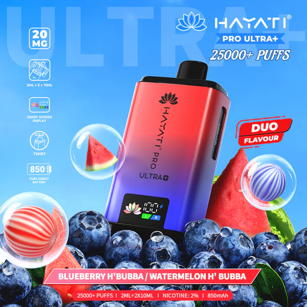 Hayati® Pro Ultra+ | 25000+ Puffs Blueberry H'Bubba / Watermelon H'Bubba