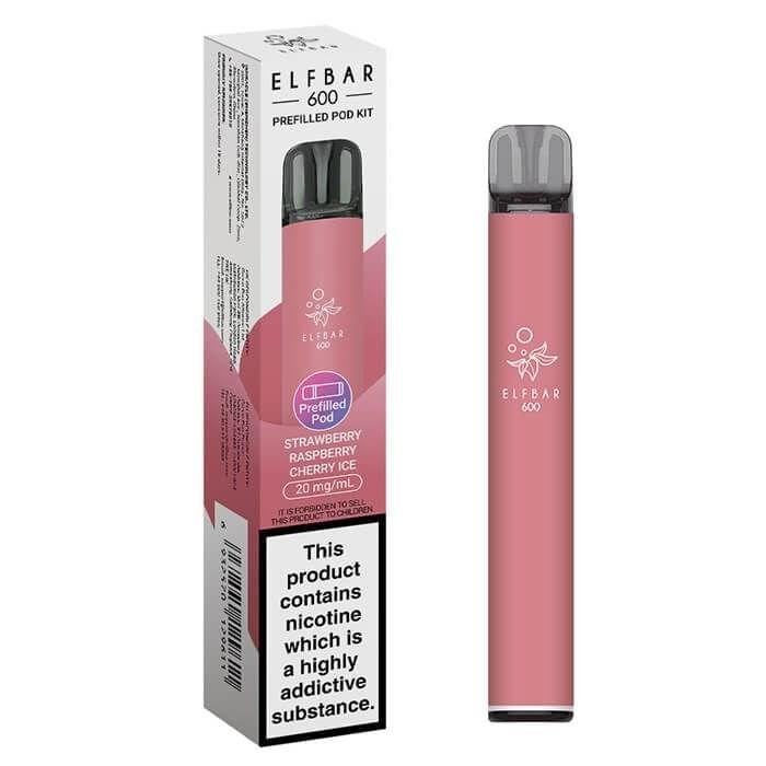 ELFBAR 600 Prefilled Pod Kit Strawberry Raspberry Cherry Ice